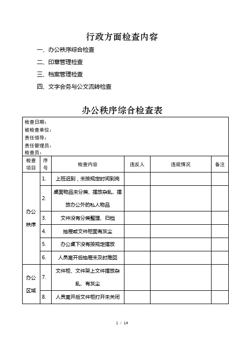 行政方面检查汇总