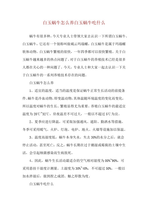 白玉蜗牛怎么养 白玉蜗牛吃什么