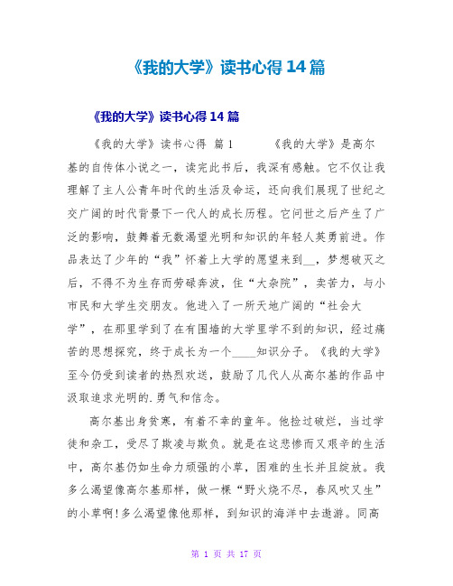 《我的大学》读书心得14篇