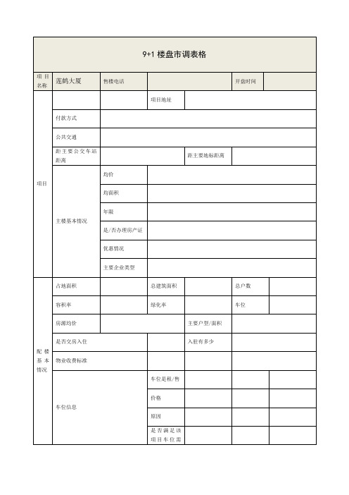 房地产市调表格