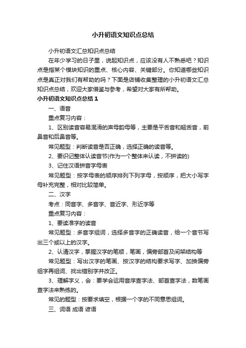 小升初语文知识点总结