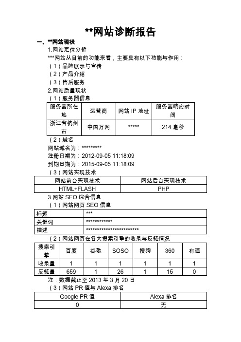 某网站诊断报告