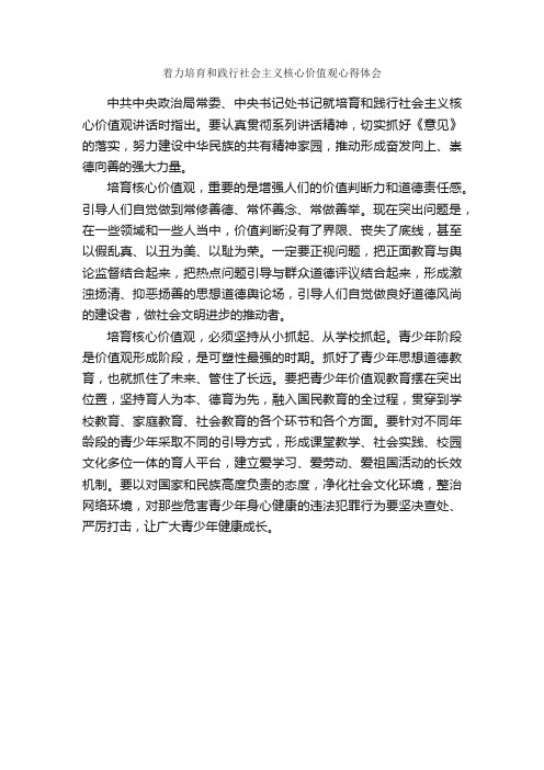 着力培育和践行社会主义核心价值观心得体会_学习心得体会_