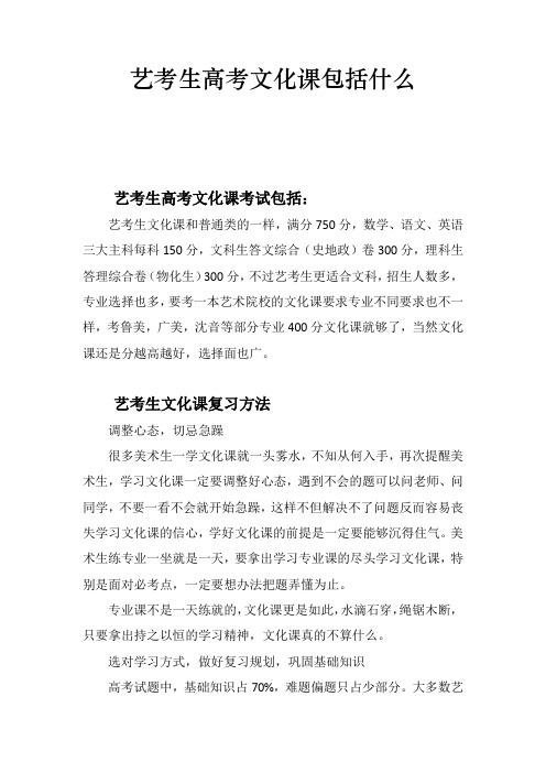 艺考生高考文化课包括什么