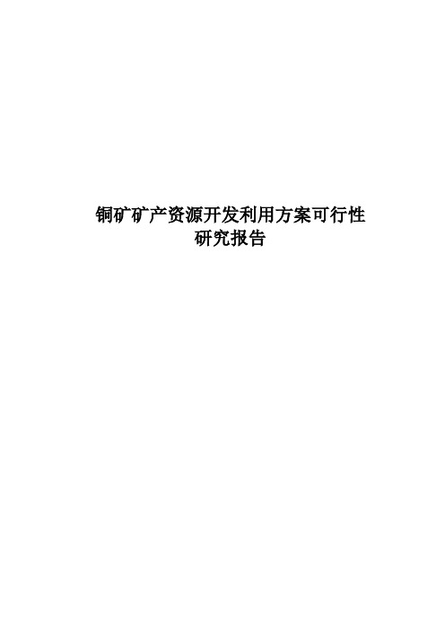 铜矿矿产资源开发利用方案可行性研究报告