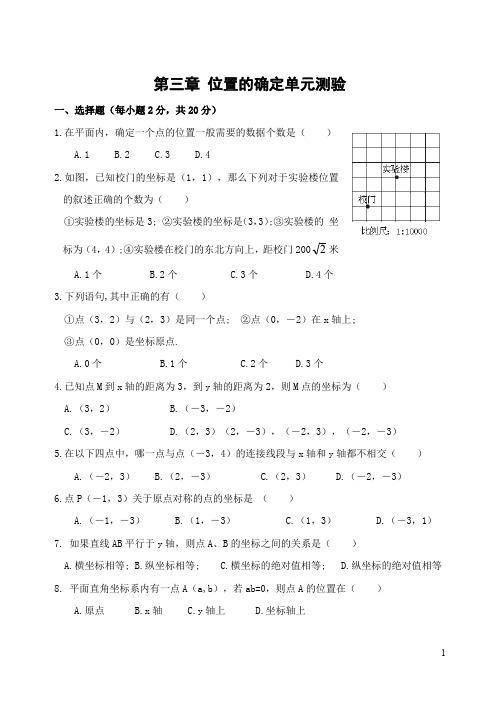 北师大版八年级上第三章《位置的确定》单元测试题(含答案) (44)