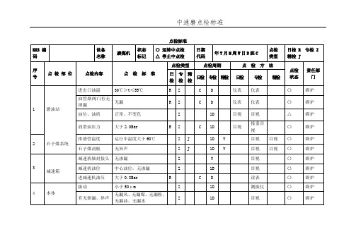 火力发电厂中速磨煤机点检标准