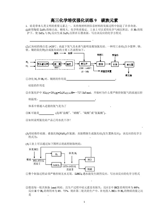 (word完整版)高三化学培优强化训练9碳族