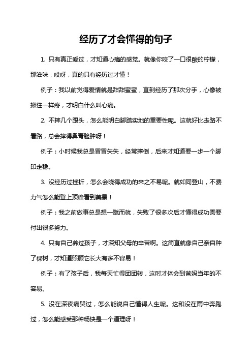 经历了才会懂得的句子