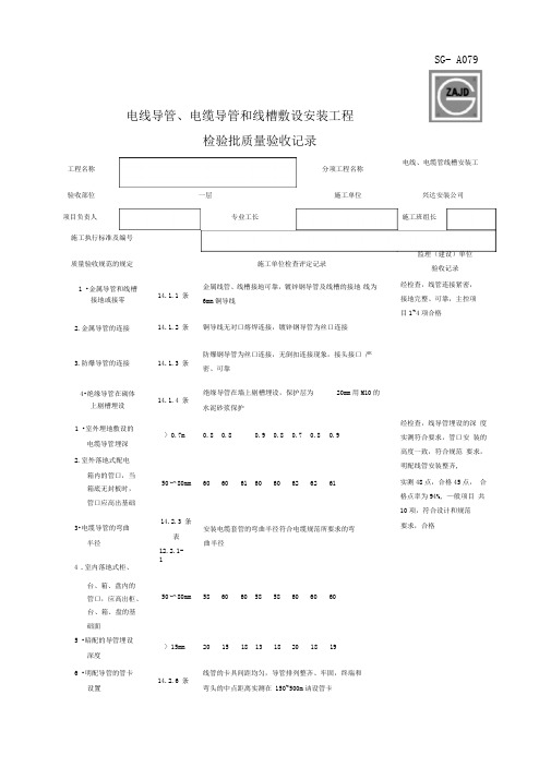电线导管电缆导管和线槽敷设安装工程检验批质量验收记录