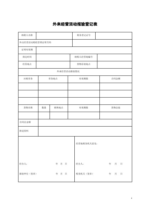 税务登记类-外来经营活动报验登记表