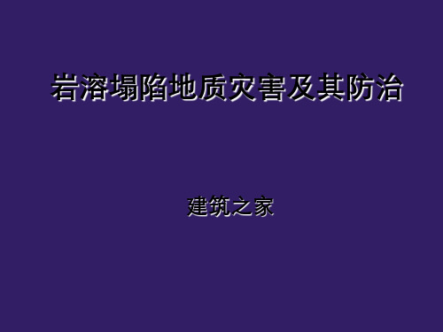 岩溶塌陷地质灾害和其防治