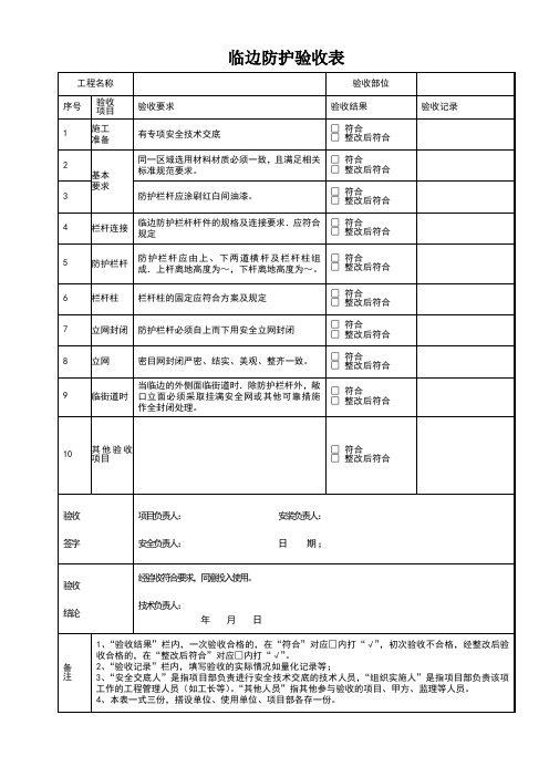 临边防护验收表