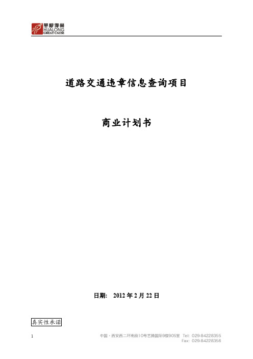 违章信息查询项目商业计划书(NEW)