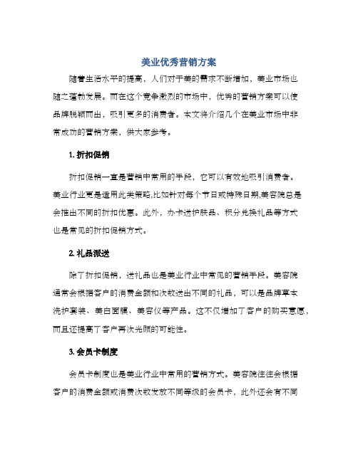 美业优秀营销方案