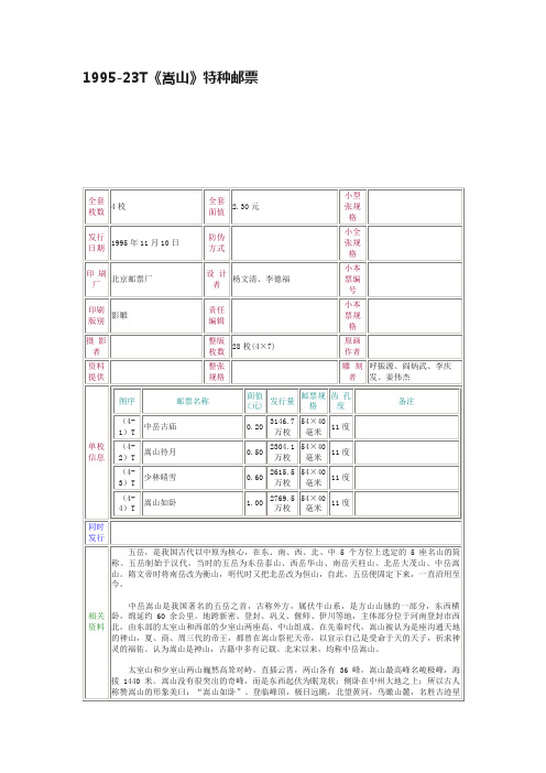 1995-23T《嵩山》特种邮票