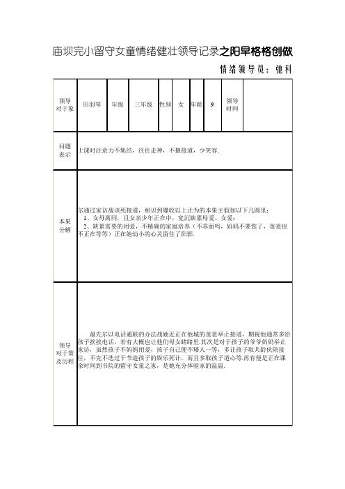 留守儿童心理健康辅导记录