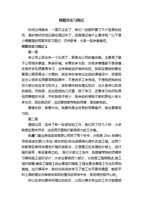 预算员实习周记