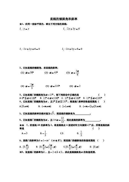 人教A版高中数学必修二直线的倾斜角和斜率同步练习新