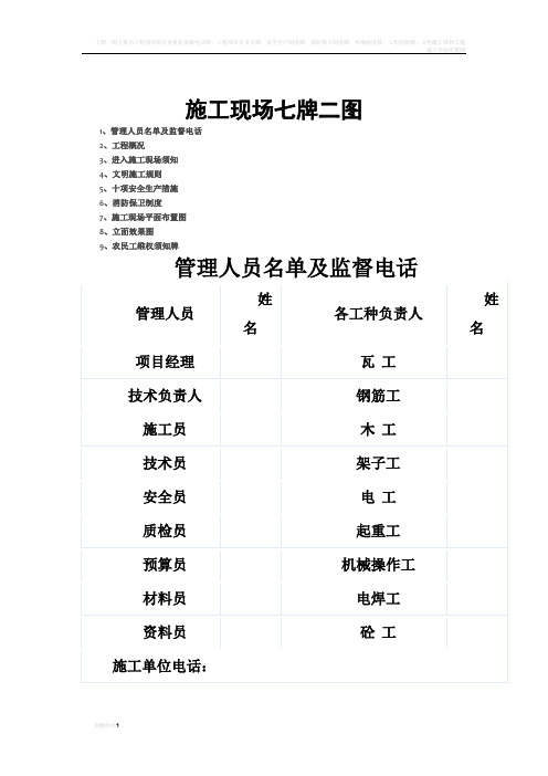 施工现场七牌二图统一规定