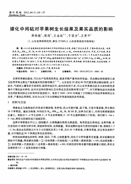 矮化中间砧对苹果树生长结果及果实品质的影响