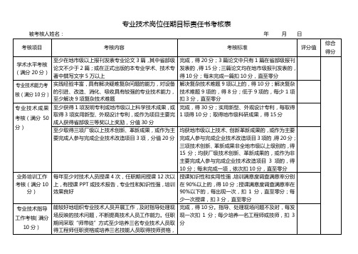 工程师岗位任期考核表