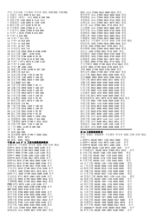 卫星电视节目参数表