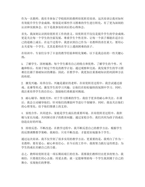 教师培优转差的心得体会