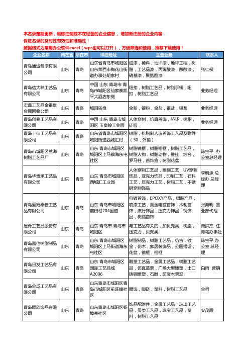 2020新版山东省青岛树脂工艺品工商企业公司名录名单黄页大全105家