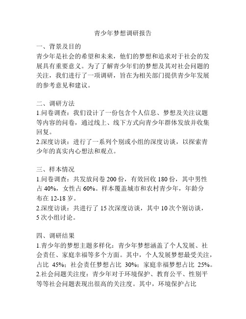 青少年梦想调研报告