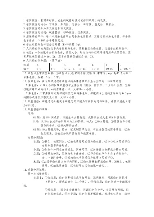 遗传与优生复习资料