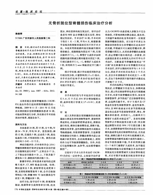 无骨折脱位型脊髓损伤临床治疗分析