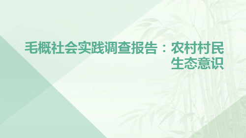 毛概社会实践调查报告：农村村民生态意识