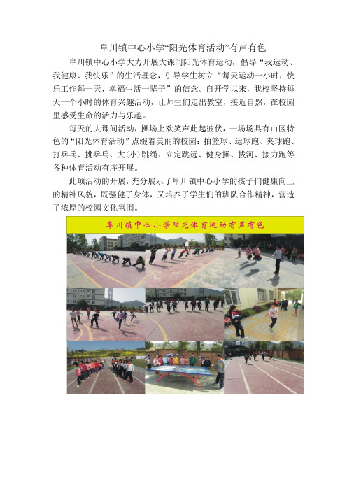 阜川镇中心小学大力开展学生阳光体育运动