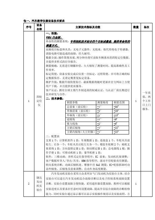 汽车教学仪器设备技术要求doc.