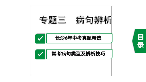 2020年湖南长沙中考语文复习课件：专题三  病句辨析(共49张PPT)