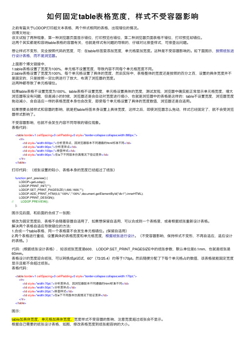 如何固定table表格宽度，样式不受容器影响