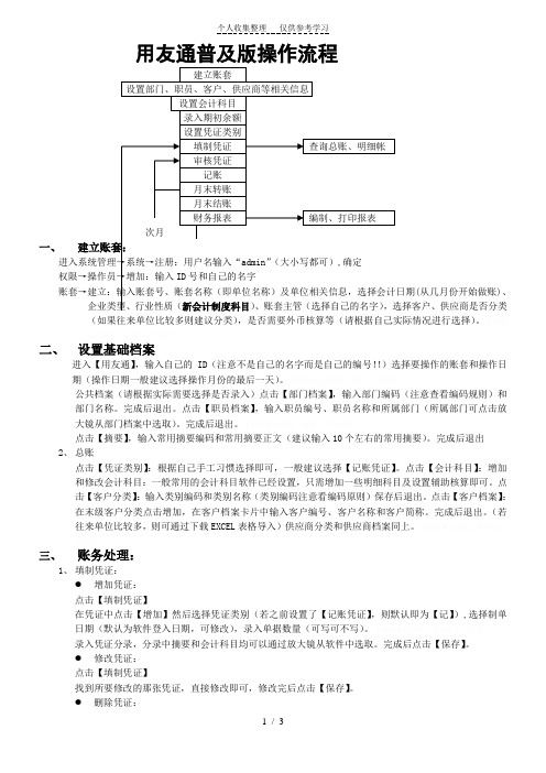 用友通普及版操作流程