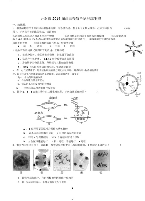 河南省开封市2019届高三上学期定位模拟考试理综