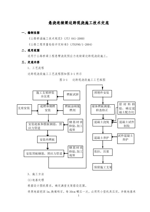 悬浇连续梁边跨现浇施工技术交底