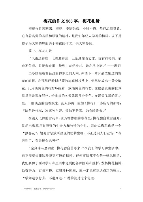 梅花的作文500字:梅花礼赞