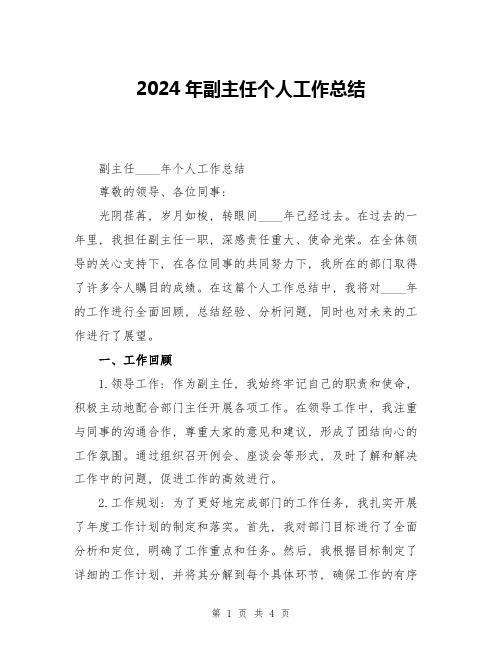 2024年副主任个人工作总结