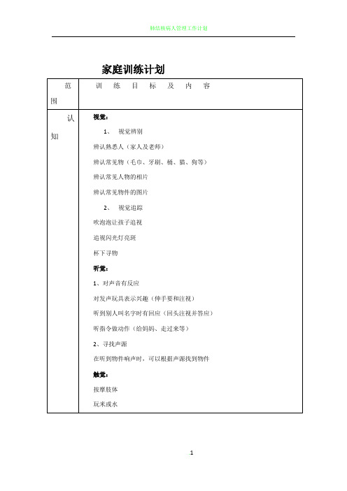 自闭症儿童日常训练计划