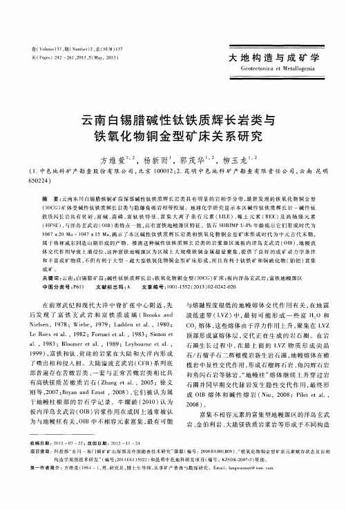 云南白锡腊碱性钛铁质辉长岩类与铁氧化物铜金型矿床关系研究