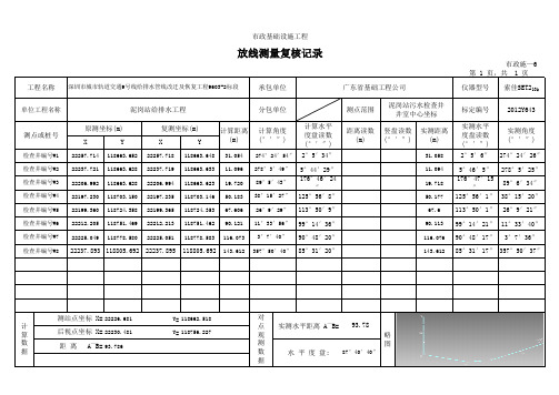 市政统表测量放线复核记录报表 全自动计算 只需要输入坐标 