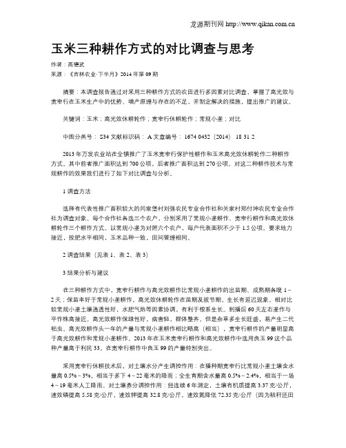 玉米三种耕作方式的对比调查与思考