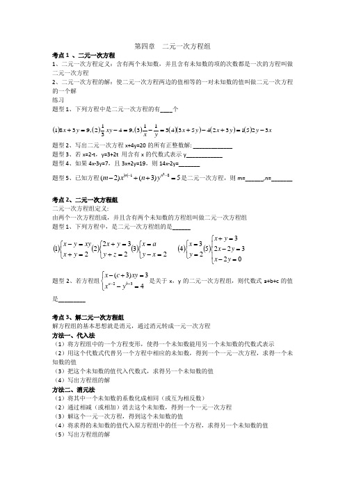 七年级下 二元一次方程组 考点 习题整理