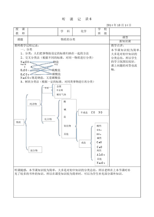 高中化学实习听课记录6