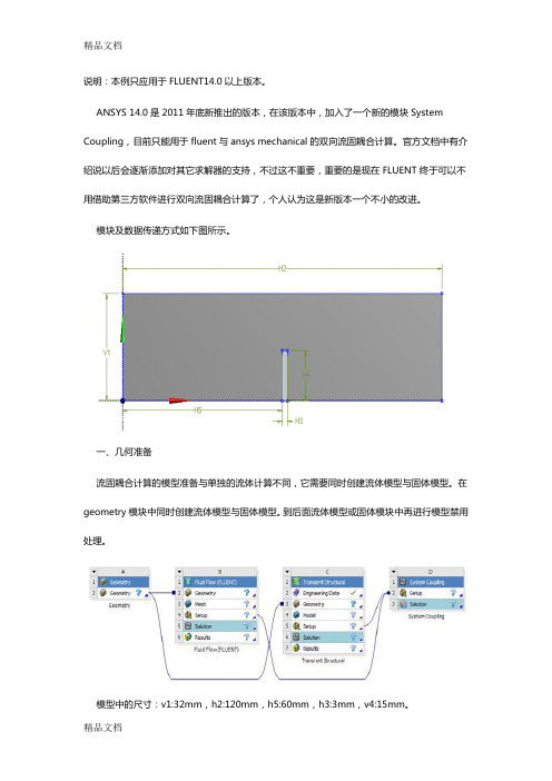 (整理)FLUENT14双向流固耦合案例.