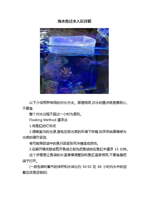 海水鱼过水入缸详解